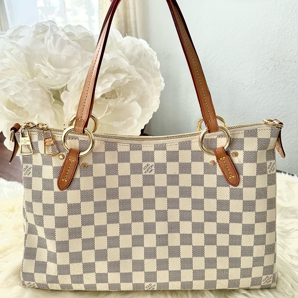 Louis Vuitton White Damier Azur Zippered Handbag